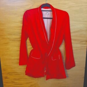 Victoria's Secret red silk blazer with tassel wrap